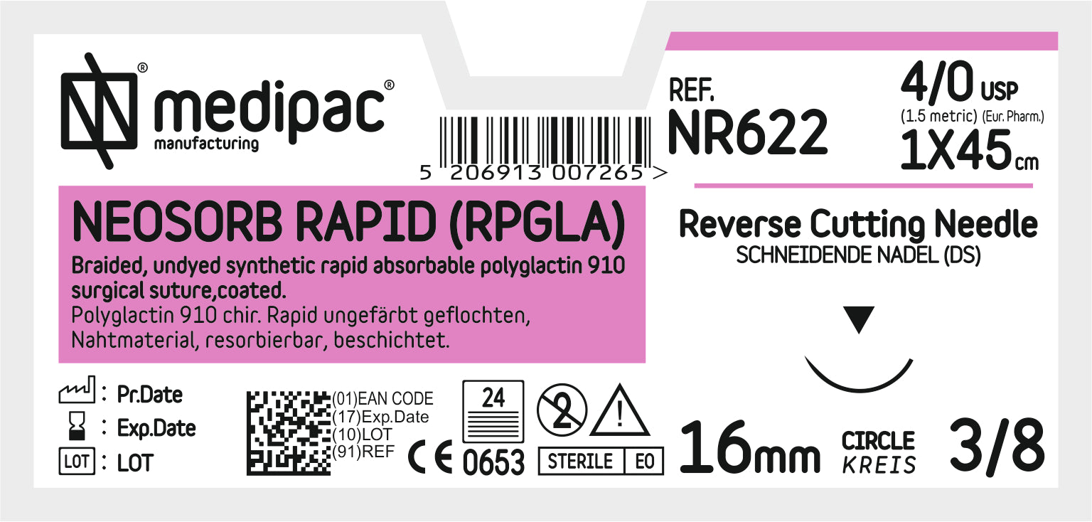 NEOSORB RAPID 4/0 45cm16mm 3/8 circle - 24 Pack