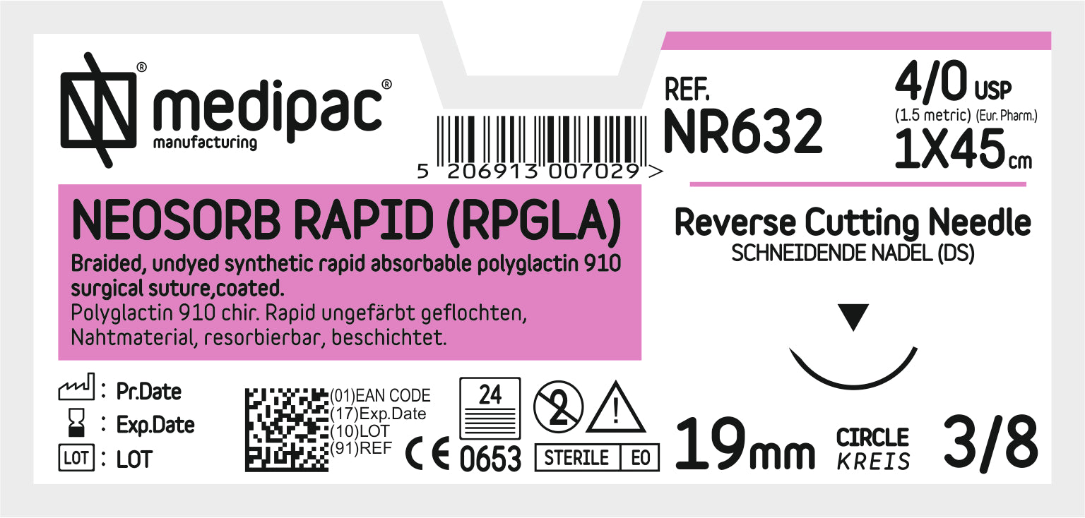 NEOSORB RAPID 4/0 75cm 19mm 3/8 circle - 24 Pack